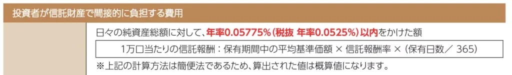 オルカン運用時にかかる信託報酬（出典：三菱UFJアセットマネジメント）