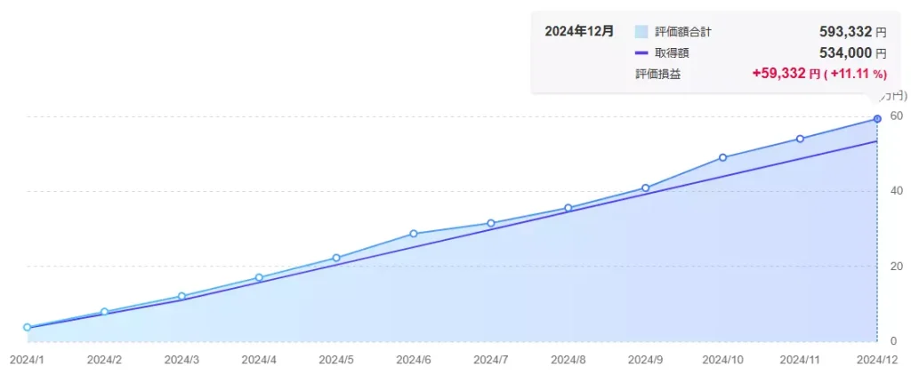 2024年12月時点での投資実績（新NISAのみ）
