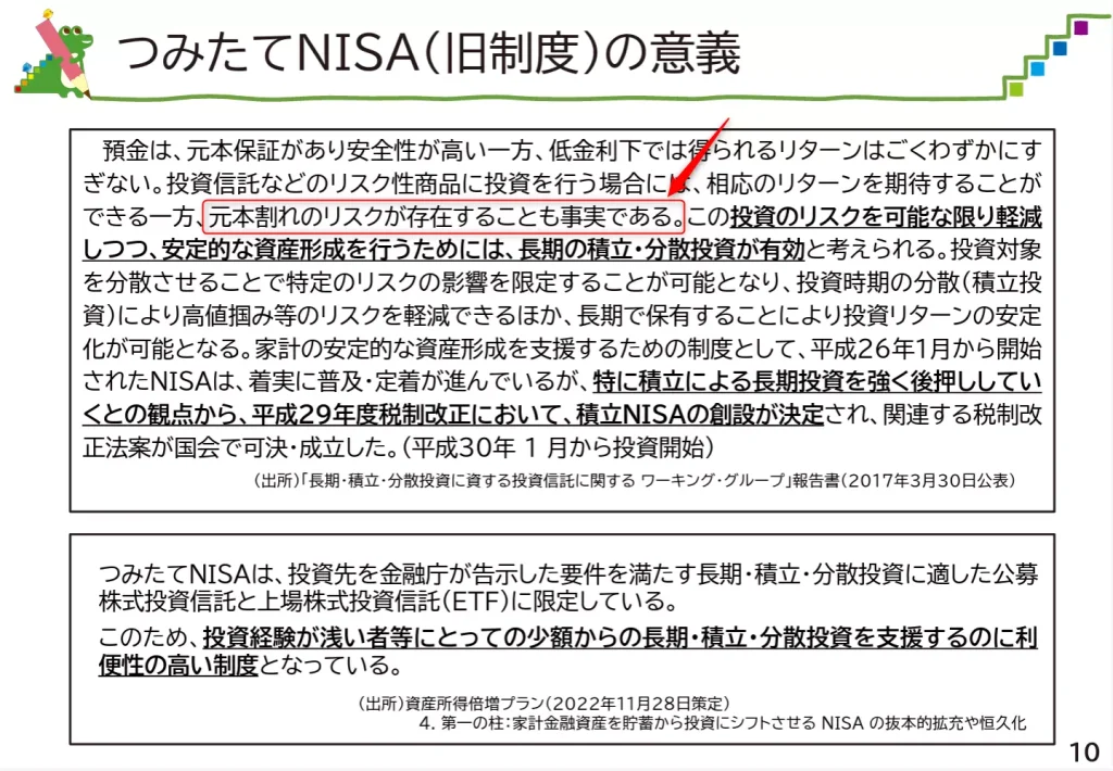 つみたてNISA（旧制度）の意義（出典：金融庁）