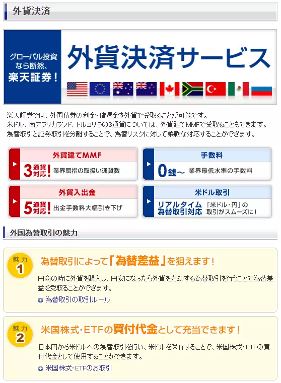 外貨決済サービス(出典:楽天証券)