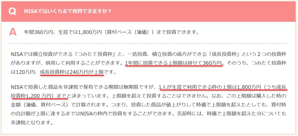 NISAではいくらまで投資できますか?(出典:一般社団法人 投資信託協会)