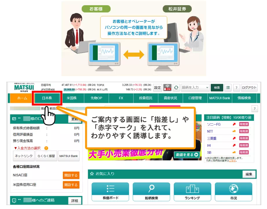 リモートサポート(出典:松井証券)