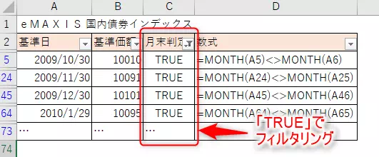 フィルタリング結果の例